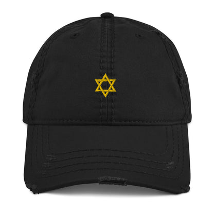 Star of David Embroidered Distressed 6 panel hat cap God Talmud Bar Mitzvah Yeshiva Cool Faith Jewish Mogen Magen Temple Beliefs