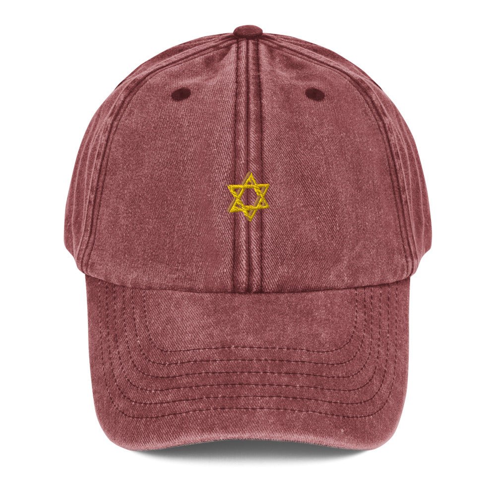 Star of David Embroidered Vintage Hat Cap Mogen Jewish Faith Religion Temple Cotton