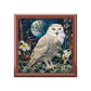 Stylized Snowy Owl on a Moonlit Night Art Print Gift and Jewelry Box