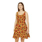 Sun Flowers and Cardinals Women's Skater Dress - Vintage 60's Style Bohemian Naturalist Dress