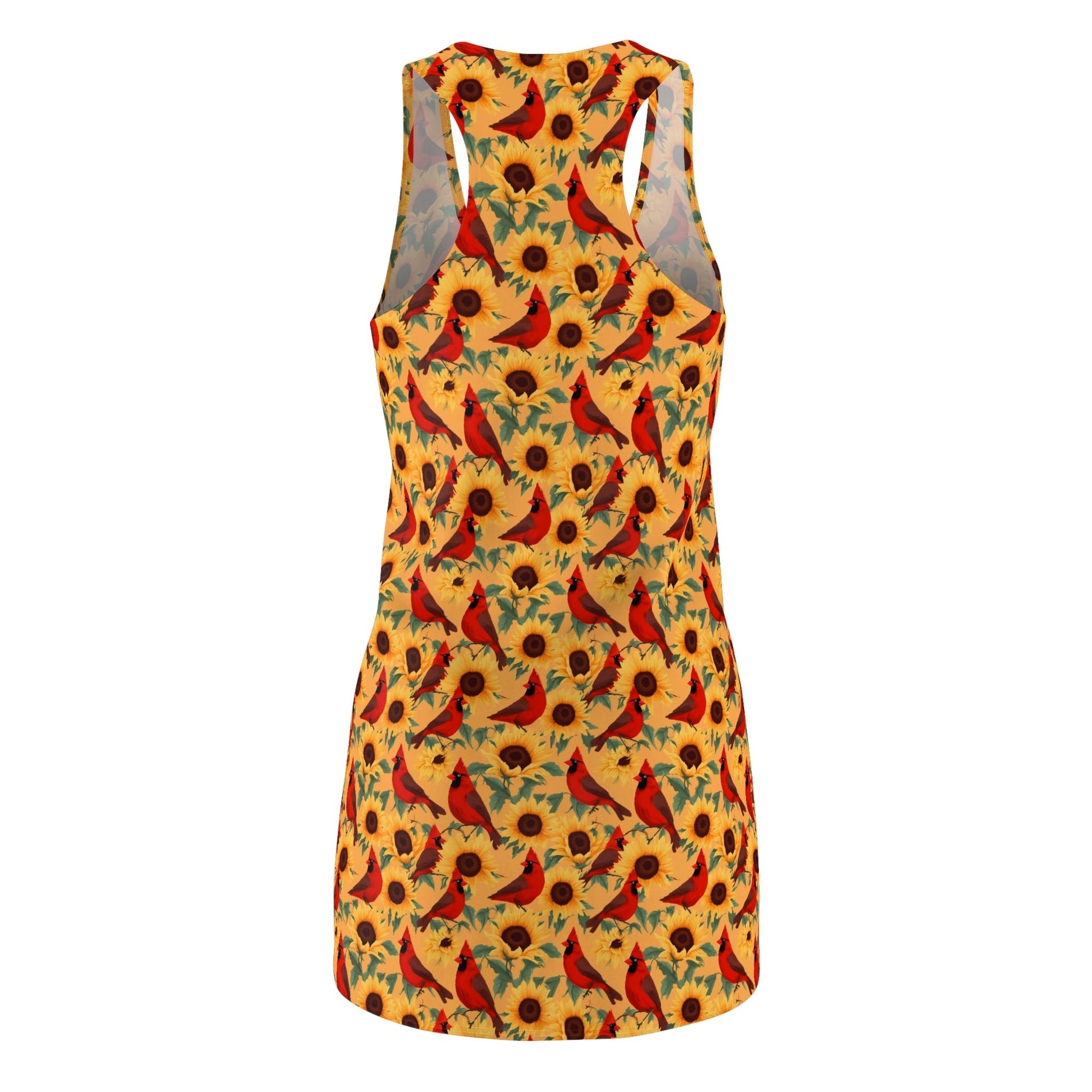 Sunflowers and Cardinals Pattern Women's Racerback Dress