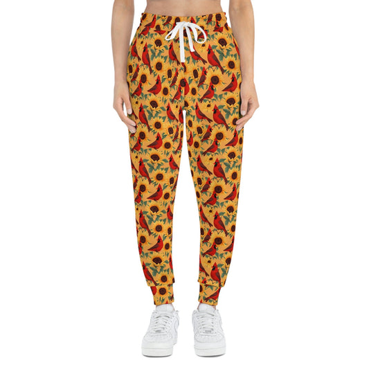 Sunflowers & Cardinals Pattern Athletic Joggers