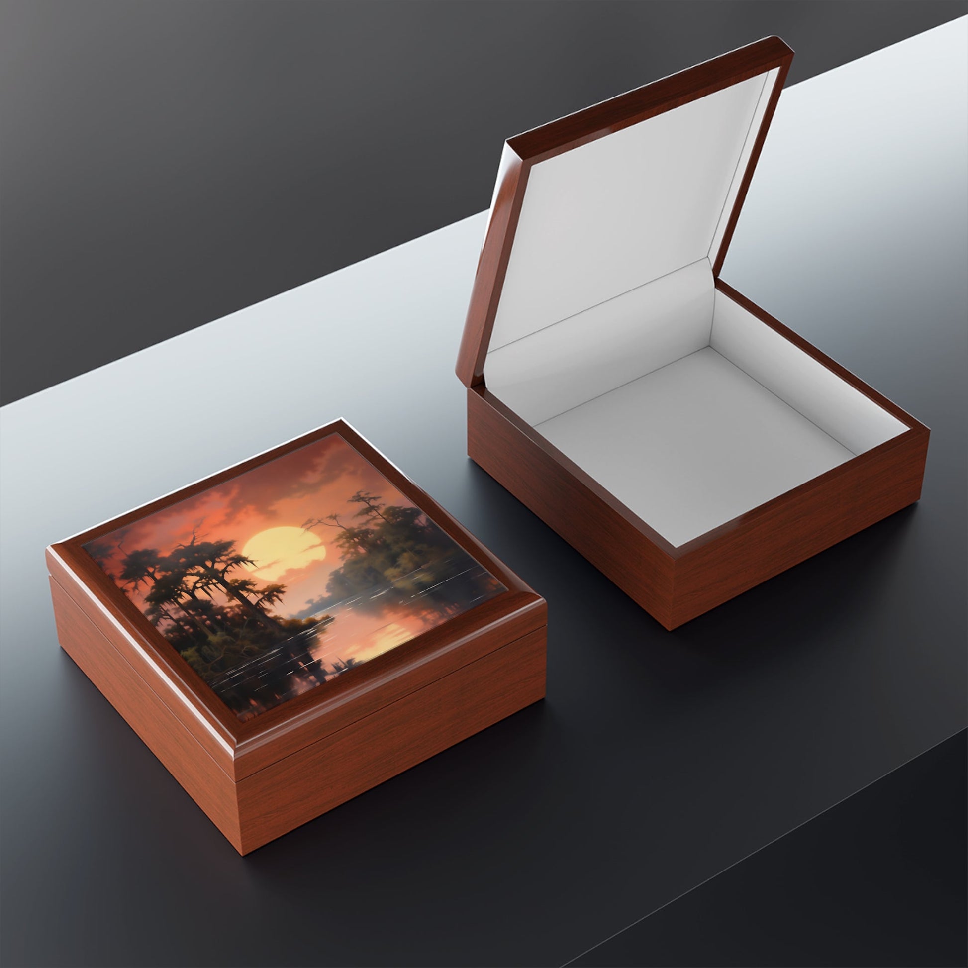 Sunset on the Bayou Jewelry Keepsake Trinkets Box