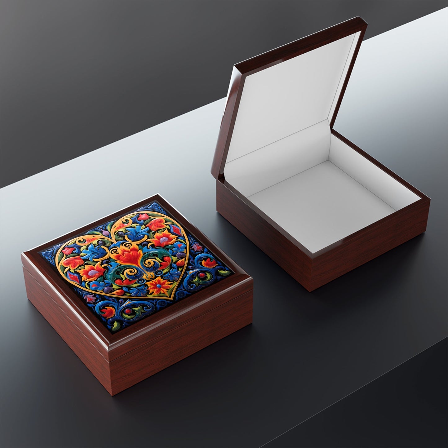 Talavera Art Heart Jewelry Box