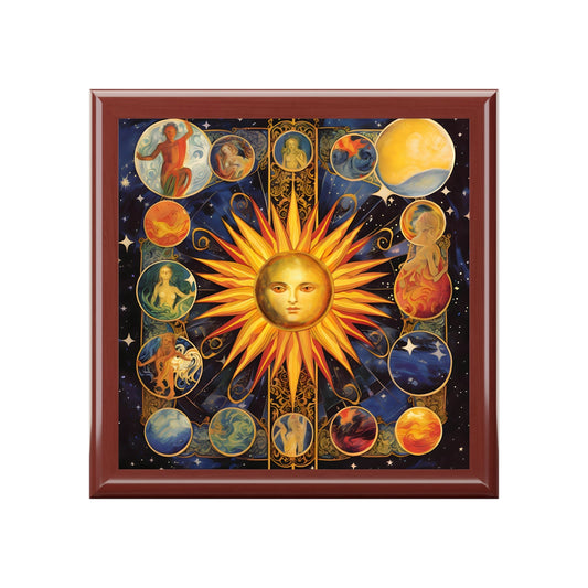 Tarot Card Style Sun Art Print Jewelry Keepsake Box