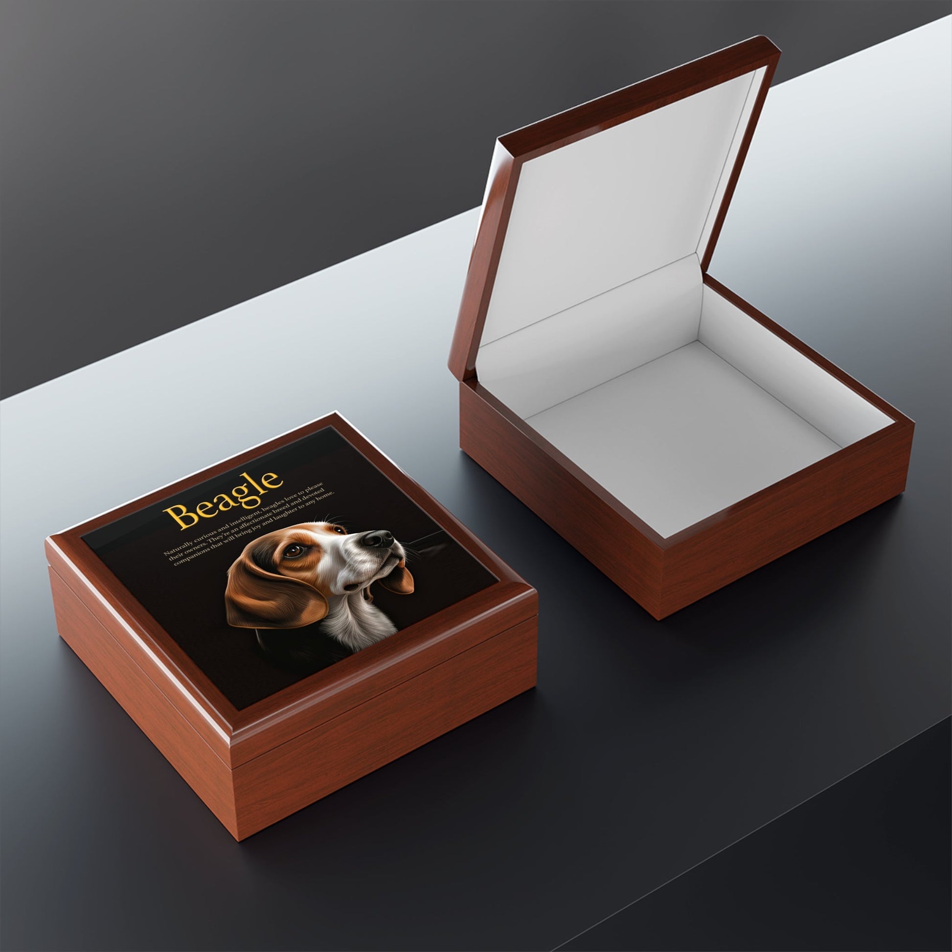 The Noble Beagle Keepsake Jewelry Box with Ceramic Tile Cover