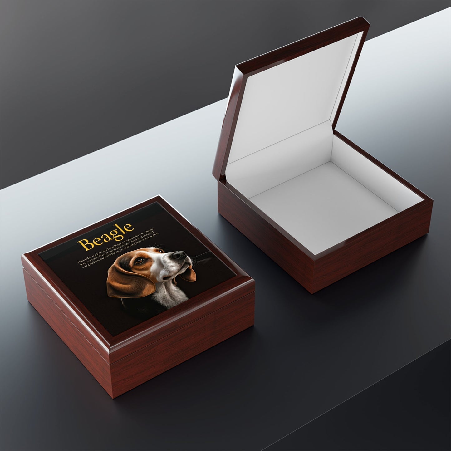 The Noble Beagle Keepsake Jewelry Box with Ceramic Tile Cover