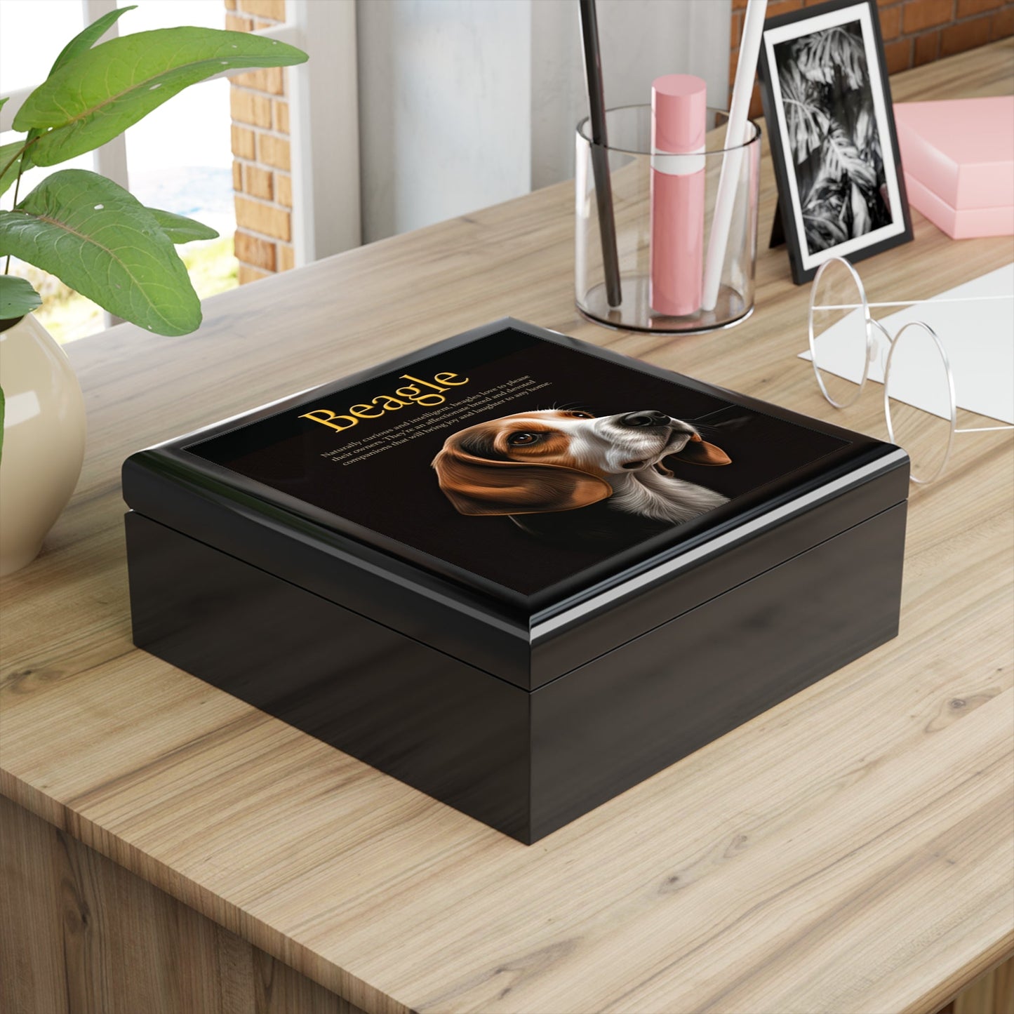 The Noble Beagle Keepsake Jewelry Box with Ceramic Tile Cover