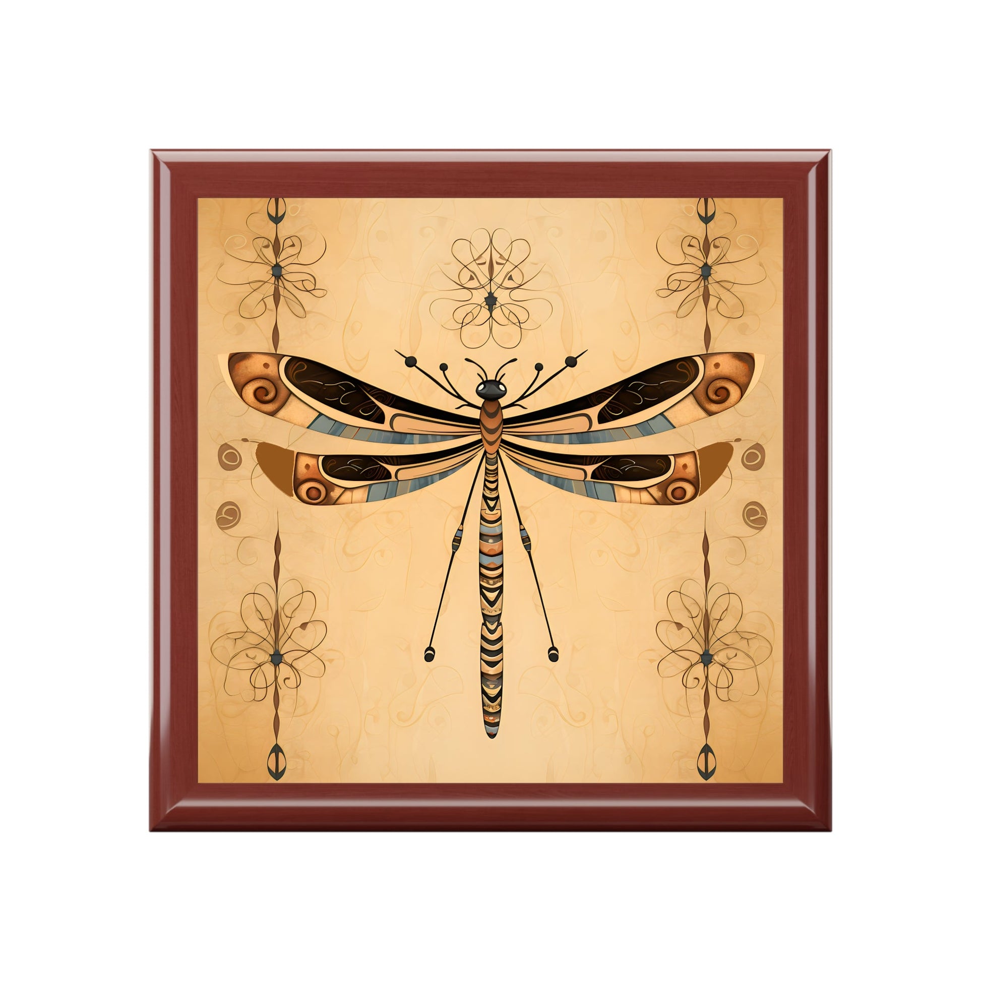 Tribal Style Dragonfly Art Print Gift and Jewelry Box