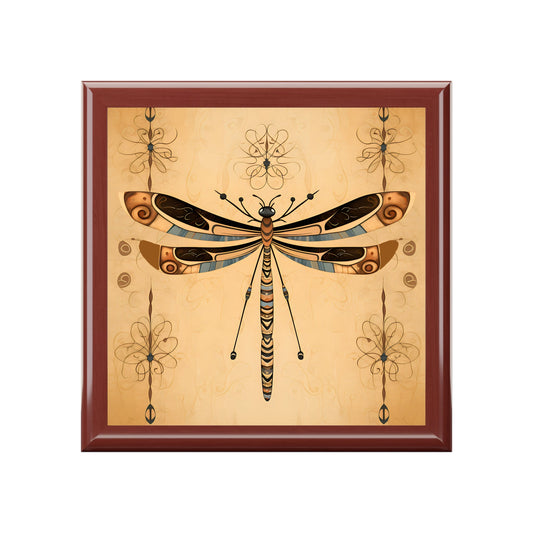 Tribal Style Dragonfly Art Print Gift and Jewelry Box