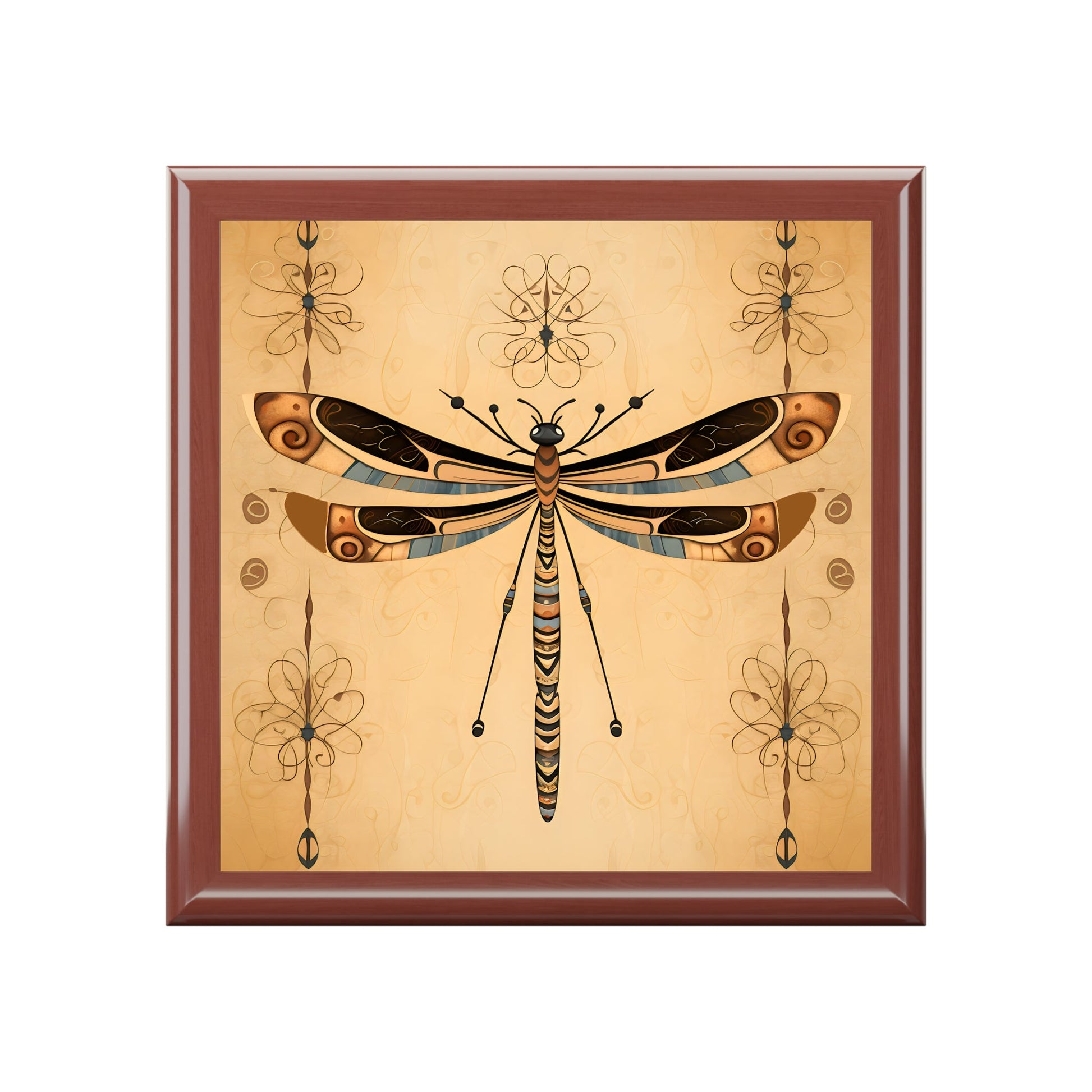 Tribal Style Dragonfly Art Print Gift and Jewelry Box