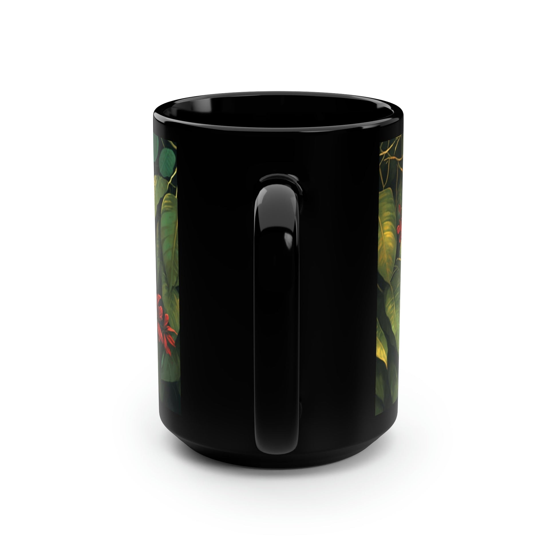 Two Amazon Parrots Sitting on a Branch in the Jungle - 15 oz Coffee Mug