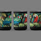 Two Amazon Parrots Sitting on a Branch in the Jungle - 15 oz Coffee Mug