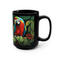 Two Amazon Parrots Sitting on a Branch in the Jungle - 15 oz Coffee Mug