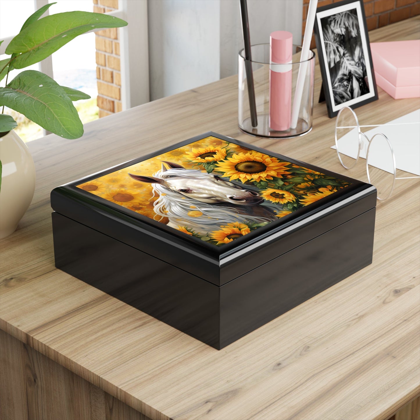 Unicorn and Sunflowers Jewelry Box