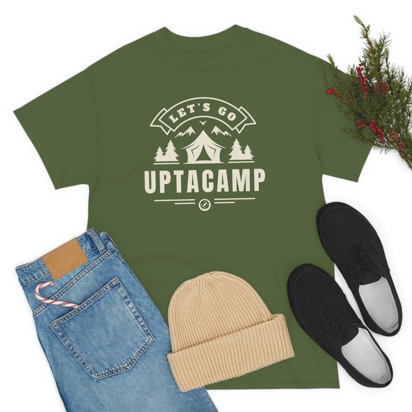 Uptacamp Camping Cotton Tee - The T-Shirt for Hikers, Backpackers and vacationers. Upta Camp for a Relaxing Time Away