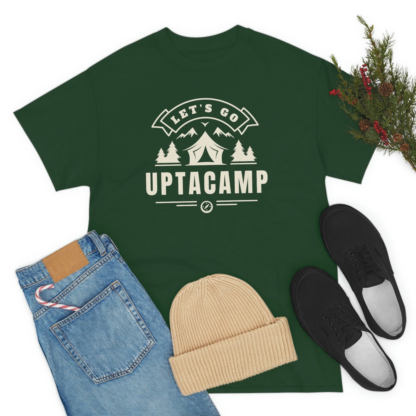 Uptacamp Camping Cotton Tee - The T-Shirt for Hikers, Backpackers and vacationers. Upta Camp for a Relaxing Time Away