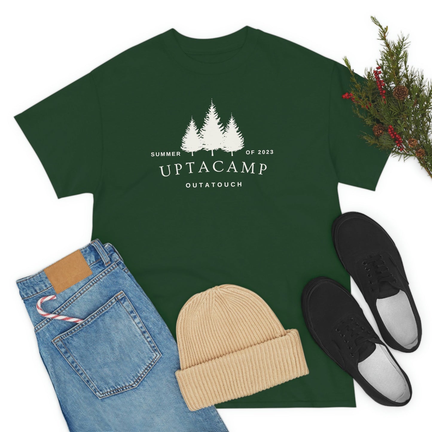 Uptacamp Outatouch Camping Cotton Tee - The T-Shirt for Hikers, Backpackers and vacationers. Upta Camp for a Relaxing Time Away