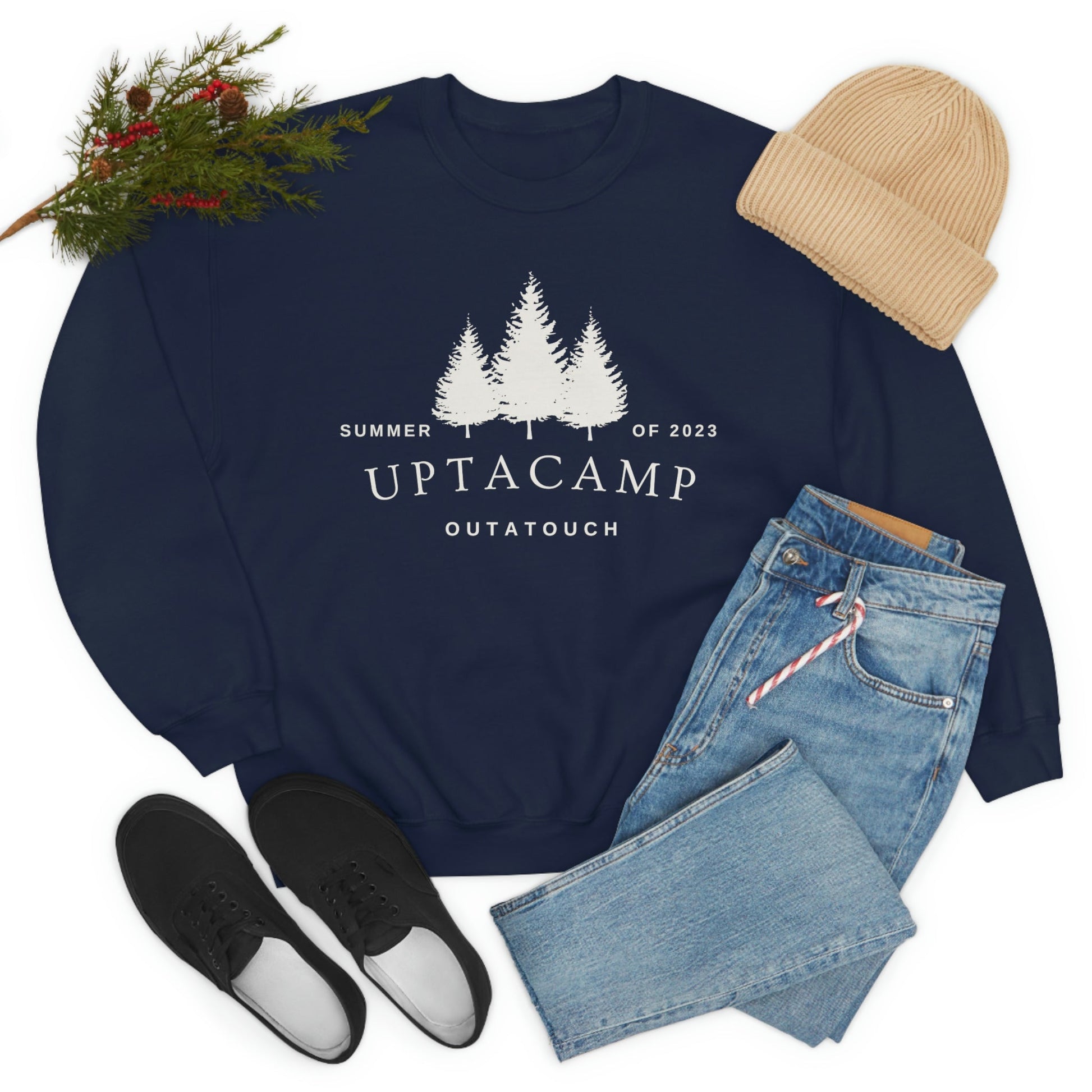 Uptacamp Outatouch Heavy Crewneck Sweatshirt - Perfect Gift for Hiking, Backpacking, Camping or Just Being Outdoors