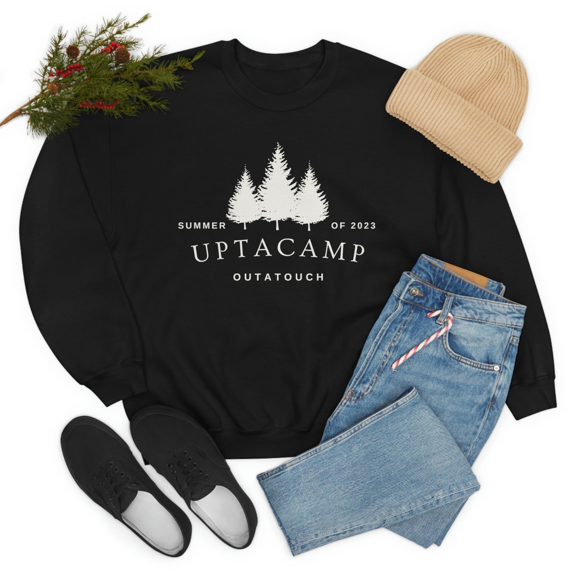 Uptacamp Outatouch Heavy Crewneck Sweatshirt - Perfect Gift for Hiking, Backpacking, Camping or Just Being Outdoors