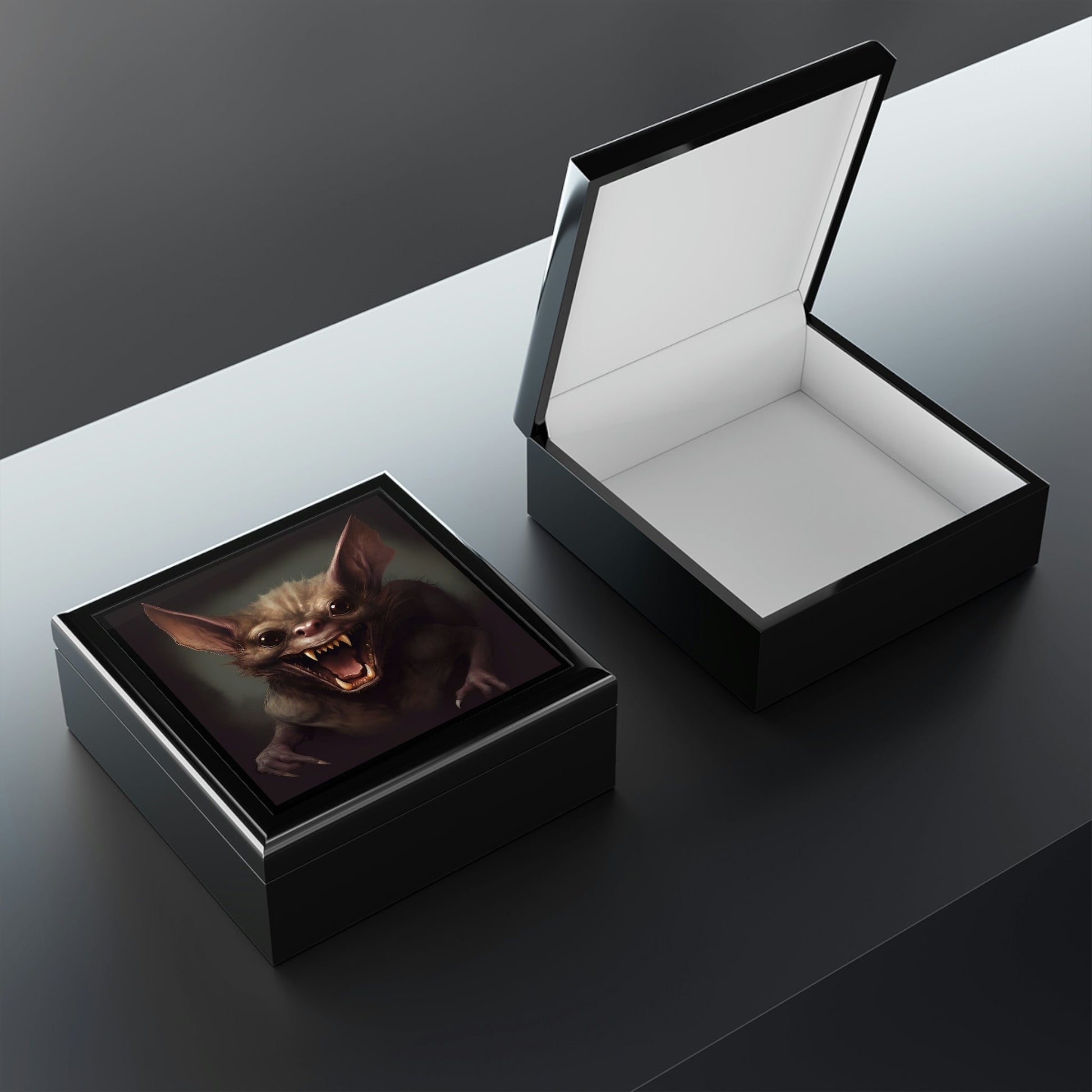 Vampire Bat Design Wooden Keepsake Jewelry Box