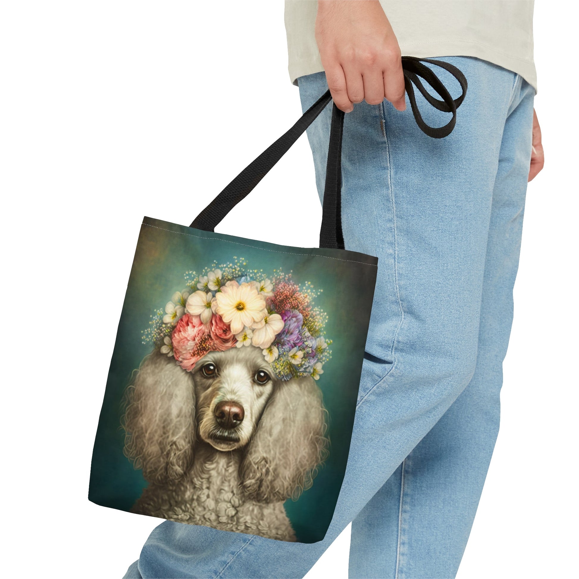 Victorian Poodle Bonnet Portrait Tote Bag