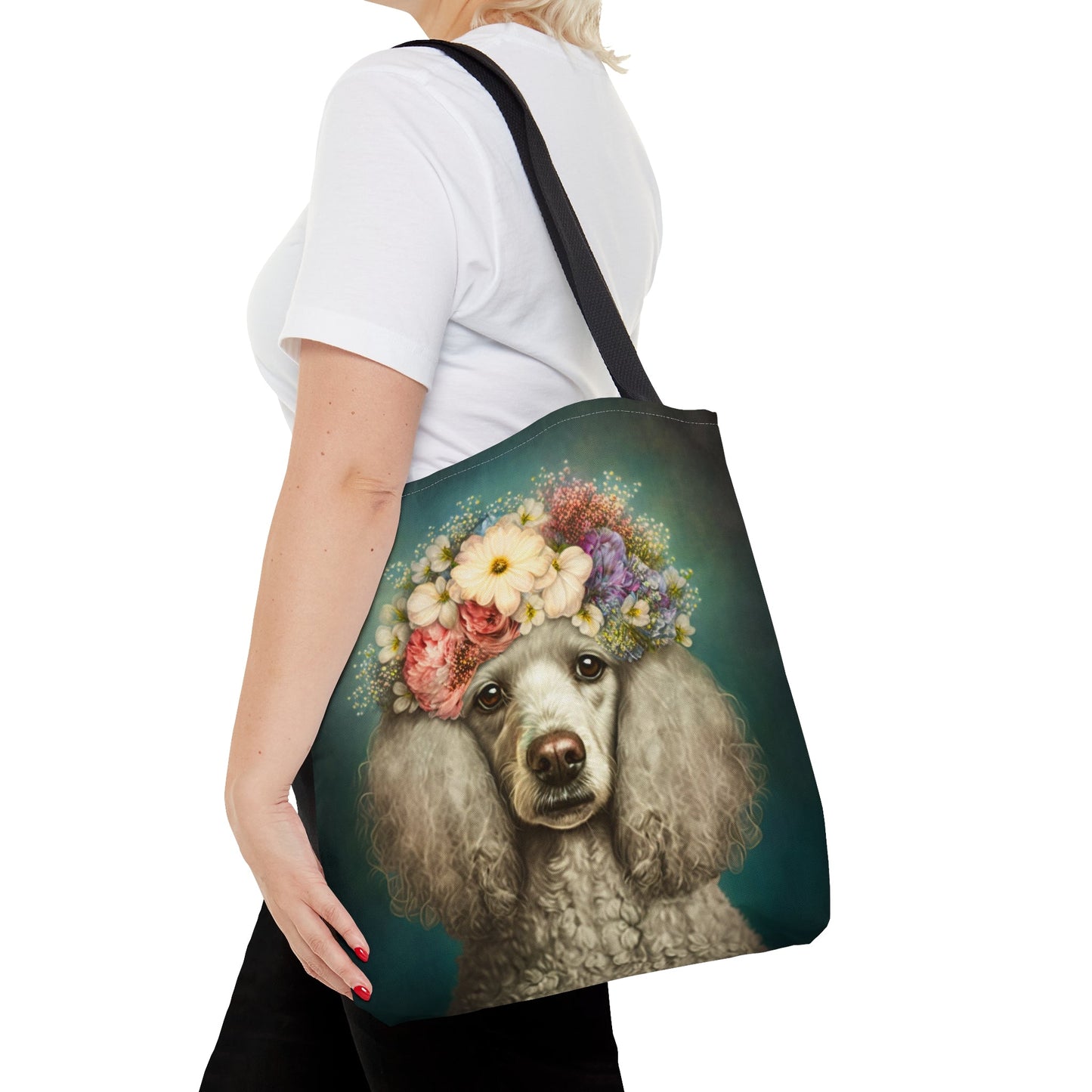 Victorian Poodle Bonnet Portrait Tote Bag