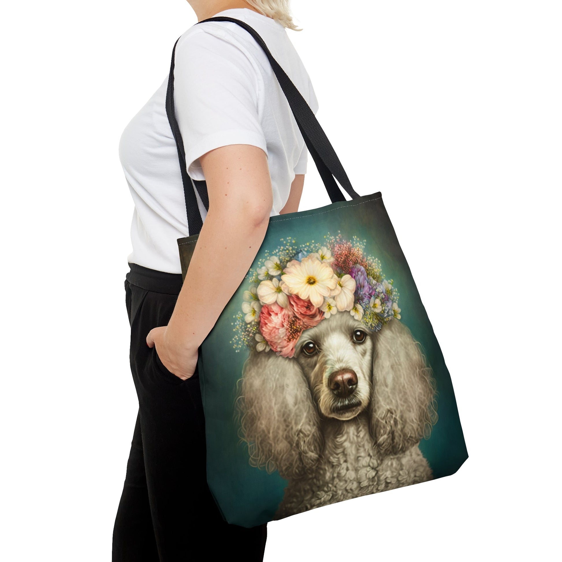 Victorian Poodle Bonnet Portrait Tote Bag