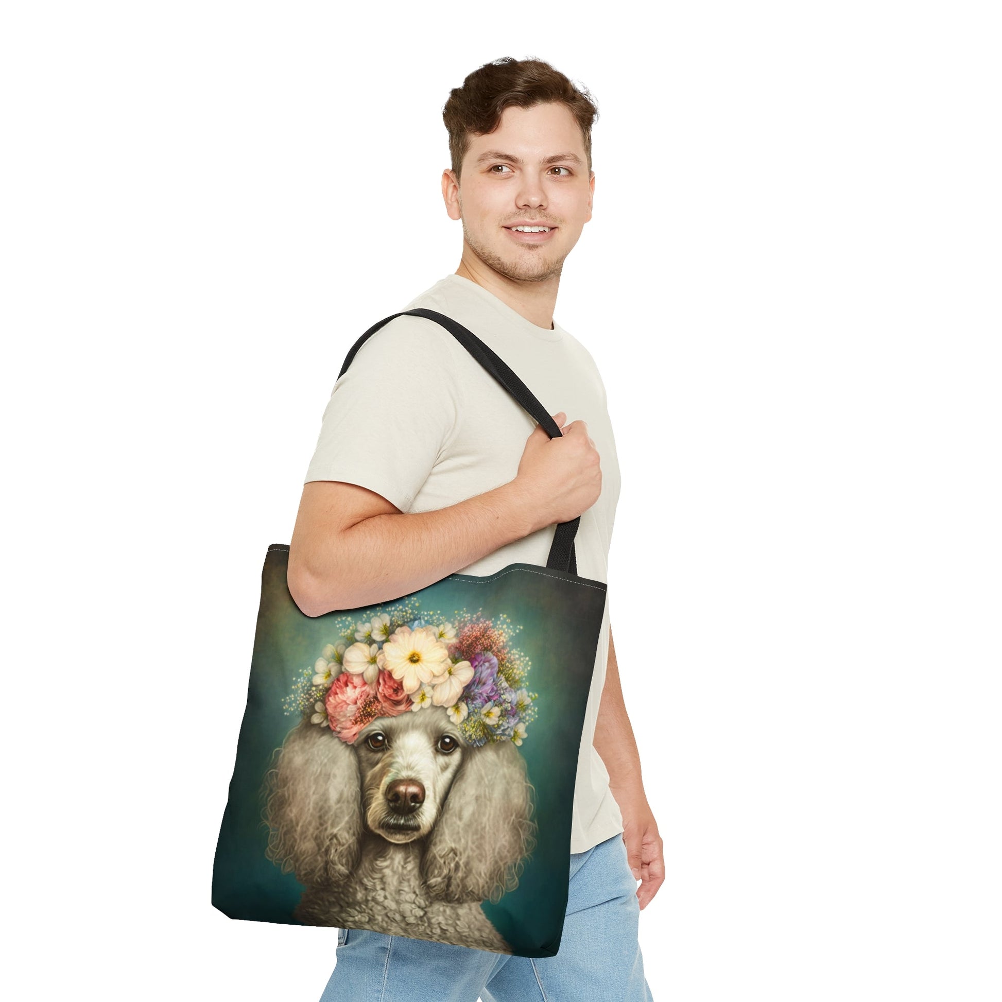 Victorian Poodle Bonnet Portrait Tote Bag