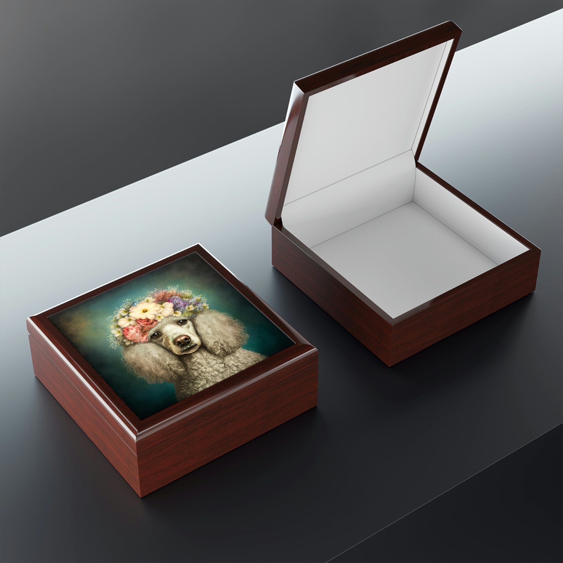 Victorian Poodle Bonnet Portrait Vintage Jewelry Keepsake Box V - a perfect gift for the poodle lover, including poodle moms and sisters
