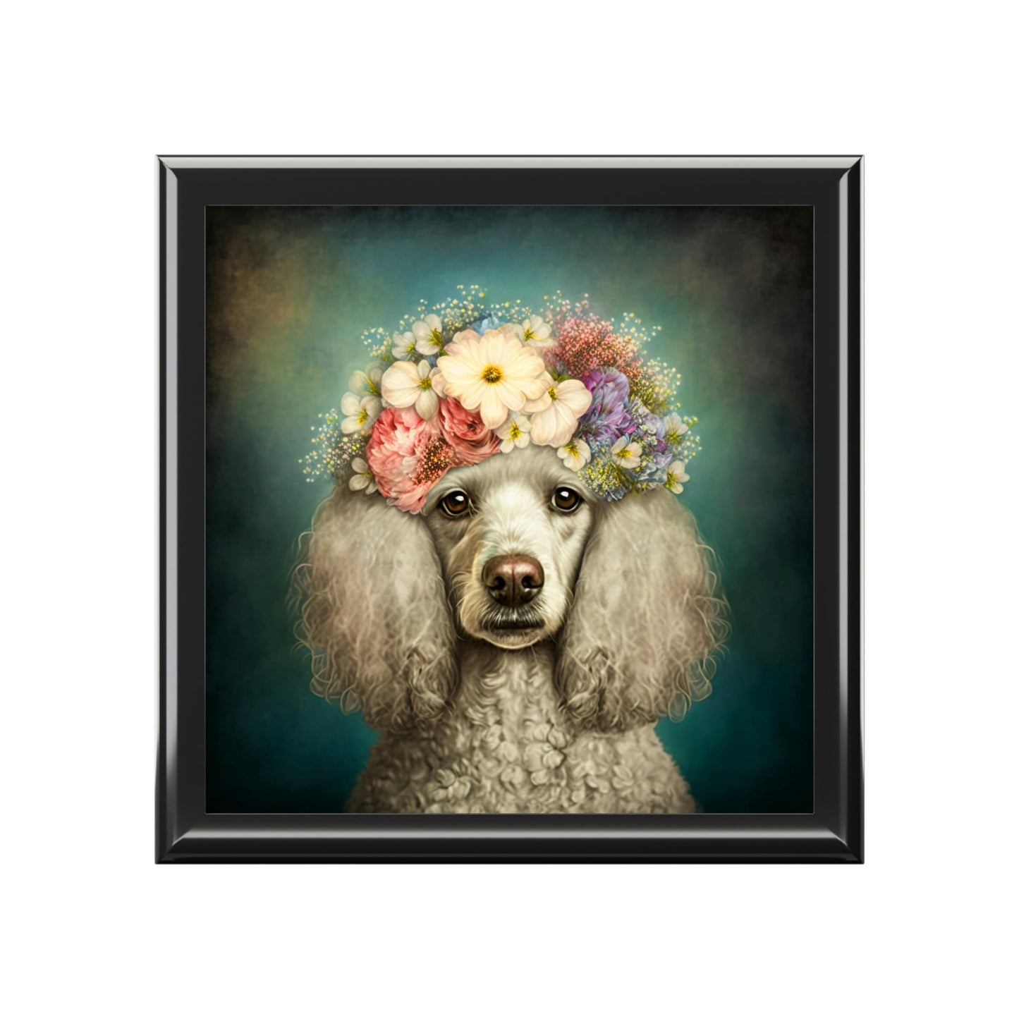 Victorian Poodle Bonnet Portrait Vintage Jewelry Keepsake Box V - a perfect gift for the poodle lover, including poodle moms and sisters