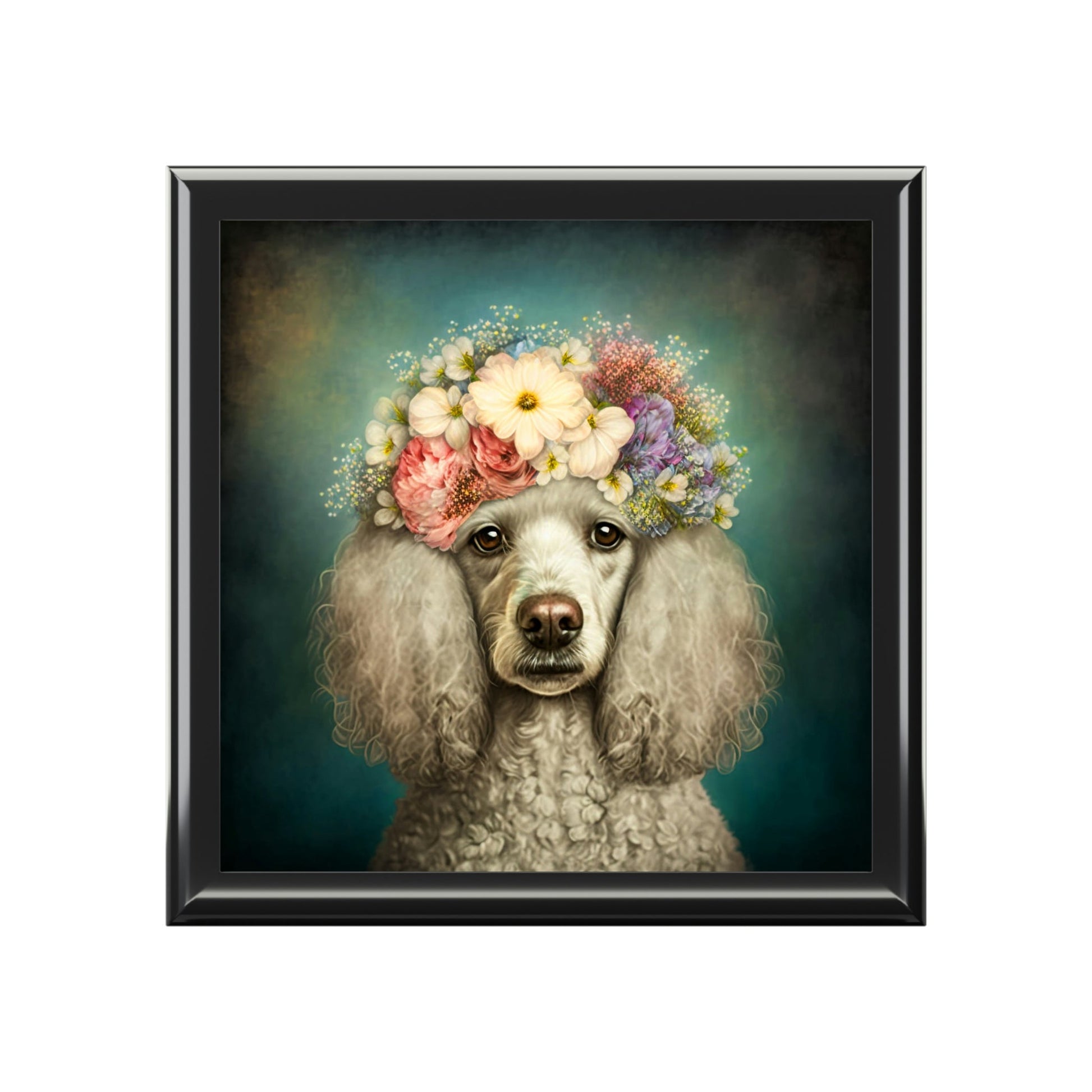 Victorian Poodle Bonnet Portrait Vintage Jewelry Keepsake Box V - a perfect gift for the poodle lover, including poodle moms and sisters