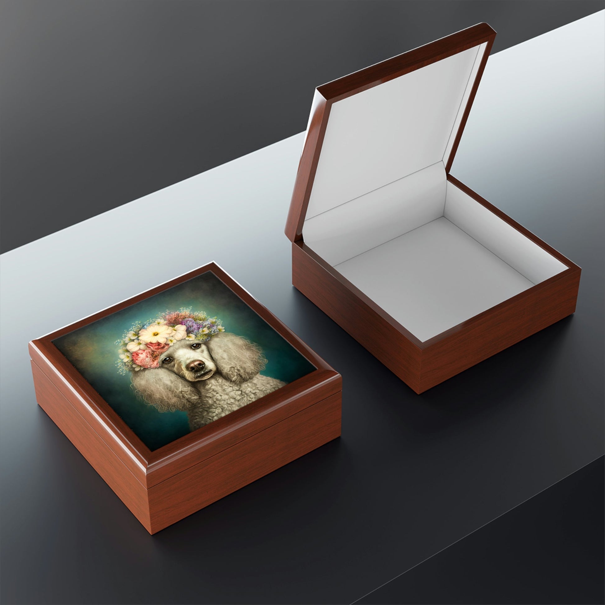 Victorian Poodle Bonnet Portrait Vintage Jewelry Keepsake Box V - a perfect gift for the poodle lover, including poodle moms and sisters