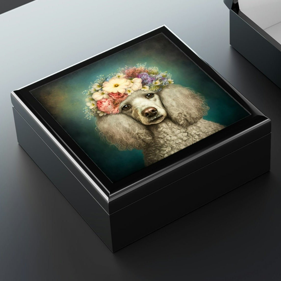 Victorian Poodle Bonnet Portrait Vintage Jewelry Keepsake Box V - a perfect gift for the poodle lover, including poodle moms and sisters