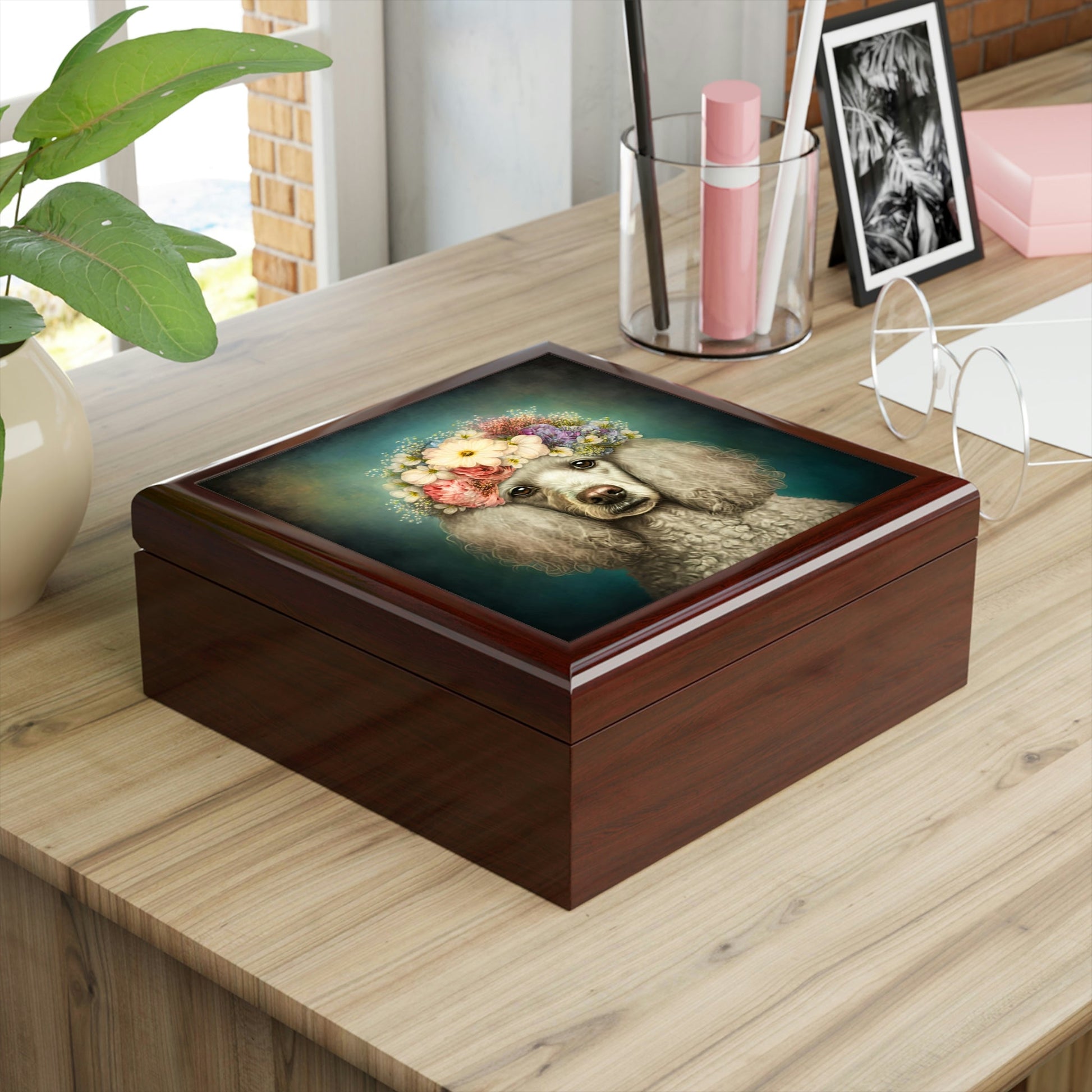 Victorian Poodle Bonnet Portrait Vintage Jewelry Keepsake Box V - a perfect gift for the poodle lover, including poodle moms and sisters