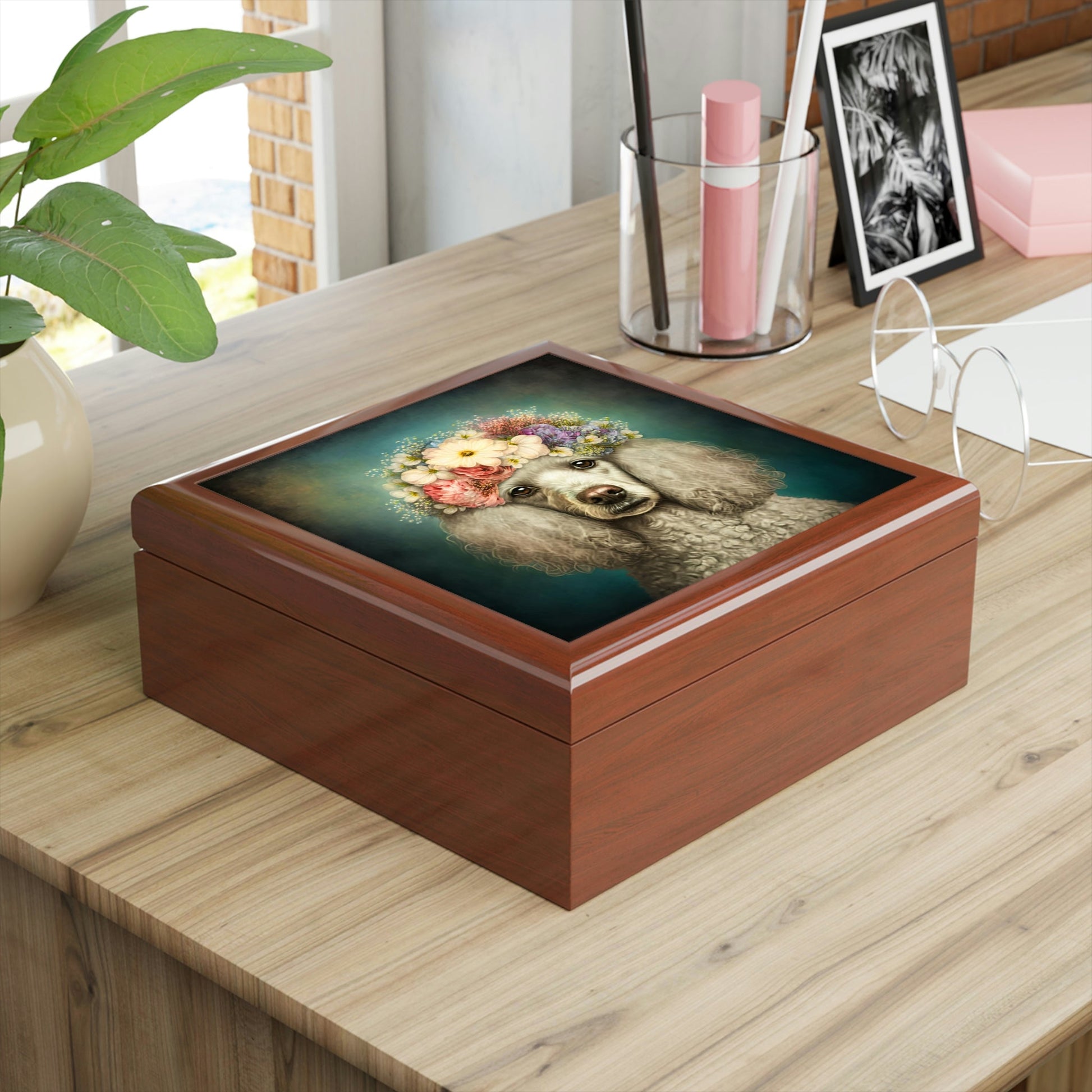 Victorian Poodle Bonnet Portrait Vintage Jewelry Keepsake Box V - a perfect gift for the poodle lover, including poodle moms and sisters