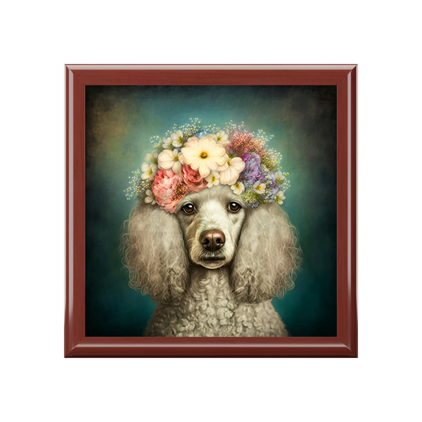 Victorian Poodle Bonnet Portrait Vintage Jewelry Keepsake Box V - a perfect gift for the poodle lover, including poodle moms and sisters