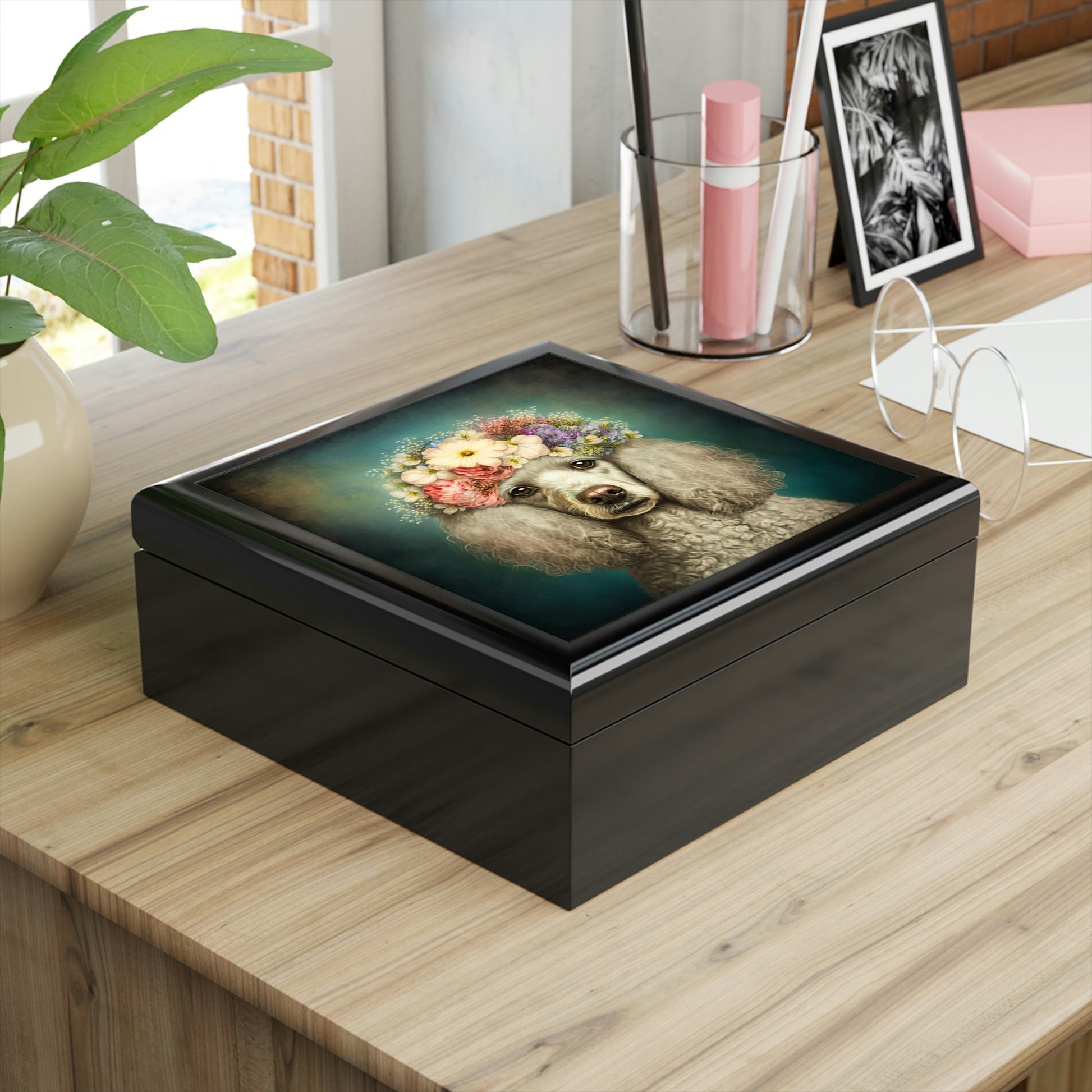 Victorian Poodle Bonnet Portrait Vintage Jewelry Keepsake Box V - a perfect gift for the poodle lover, including poodle moms and sisters