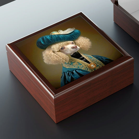 Victorian Poodle Portrait Vintage Jewelry Keepsake Box I - a perfect gift for the poodle lover, including poodle moms and sisters