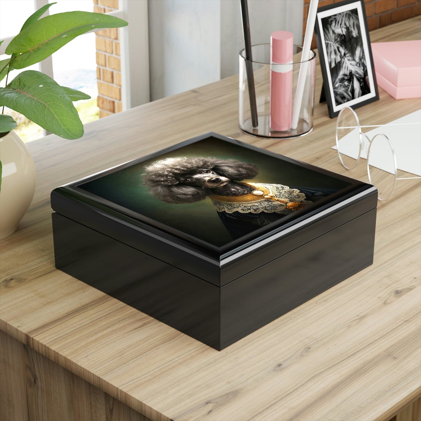 Victorian Poodle Portrait Vintage Jewelry Keepsake Box III - a perfect gift for the poodle lover, including poodle moms and sisters
