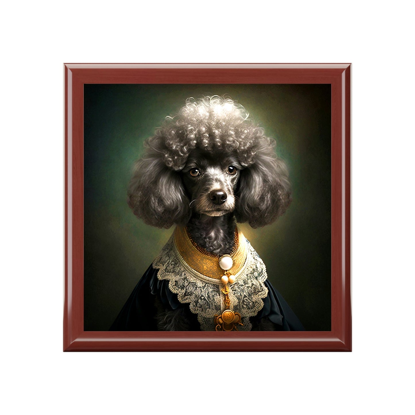 Victorian Poodle Portrait Vintage Jewelry Keepsake Box III - a perfect gift for the poodle lover, including poodle moms and sisters