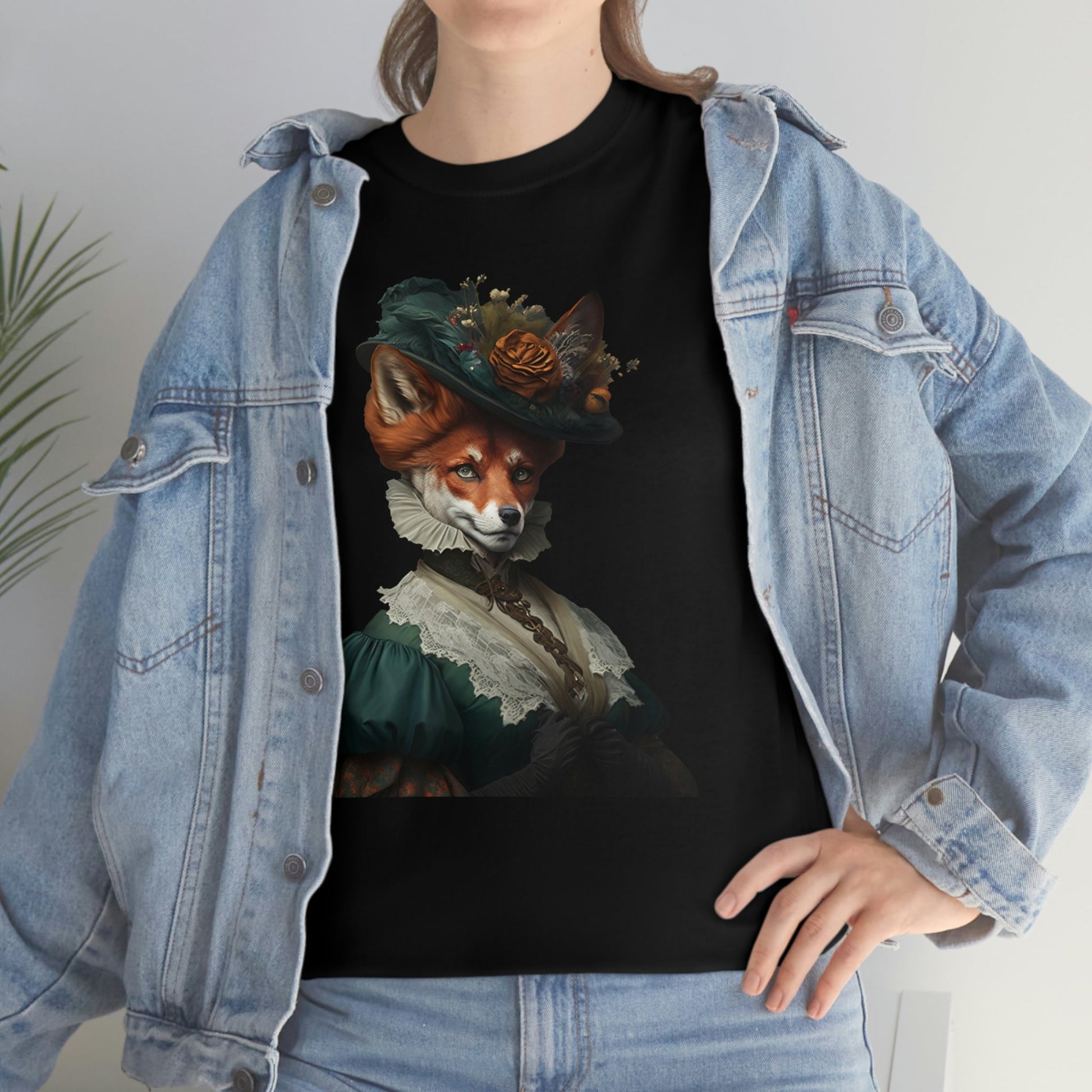 Victorian Red Fox Lady Cotton T-Shirt