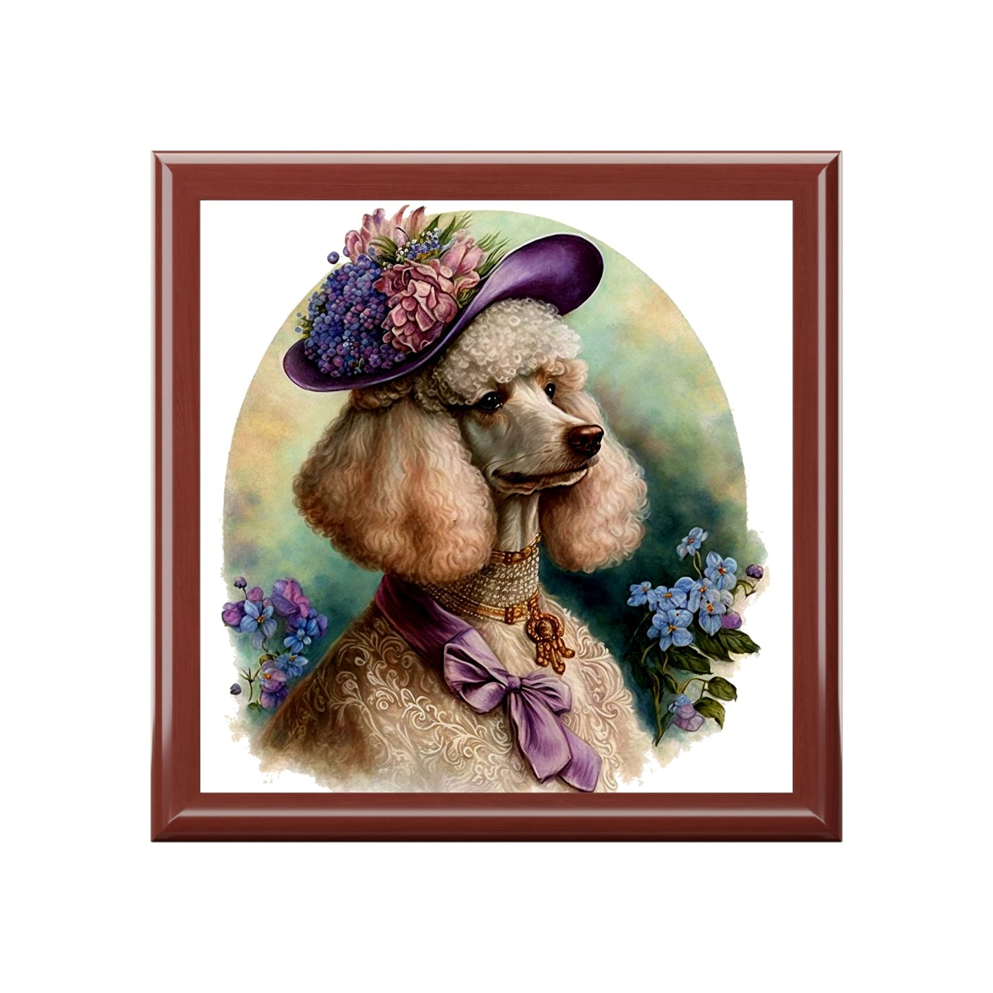 Victorian Watercolor Poodle Portrait Vintage Jewelry Keepsake Box II - a perfect gift for the poodle lover, including poodle moms and sisters