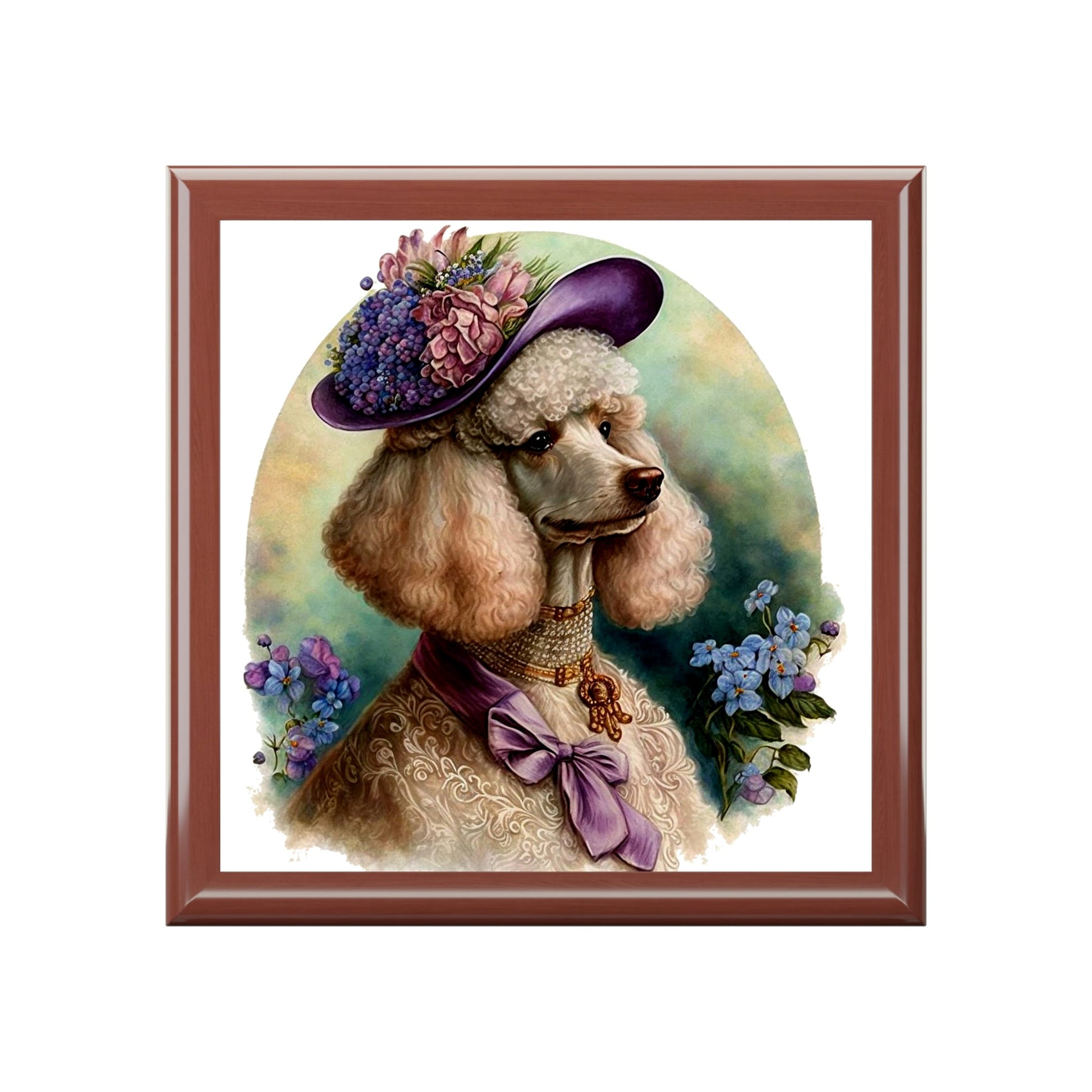 Victorian Watercolor Poodle Portrait Vintage Jewelry Keepsake Box II - a perfect gift for the poodle lover, including poodle moms and sisters