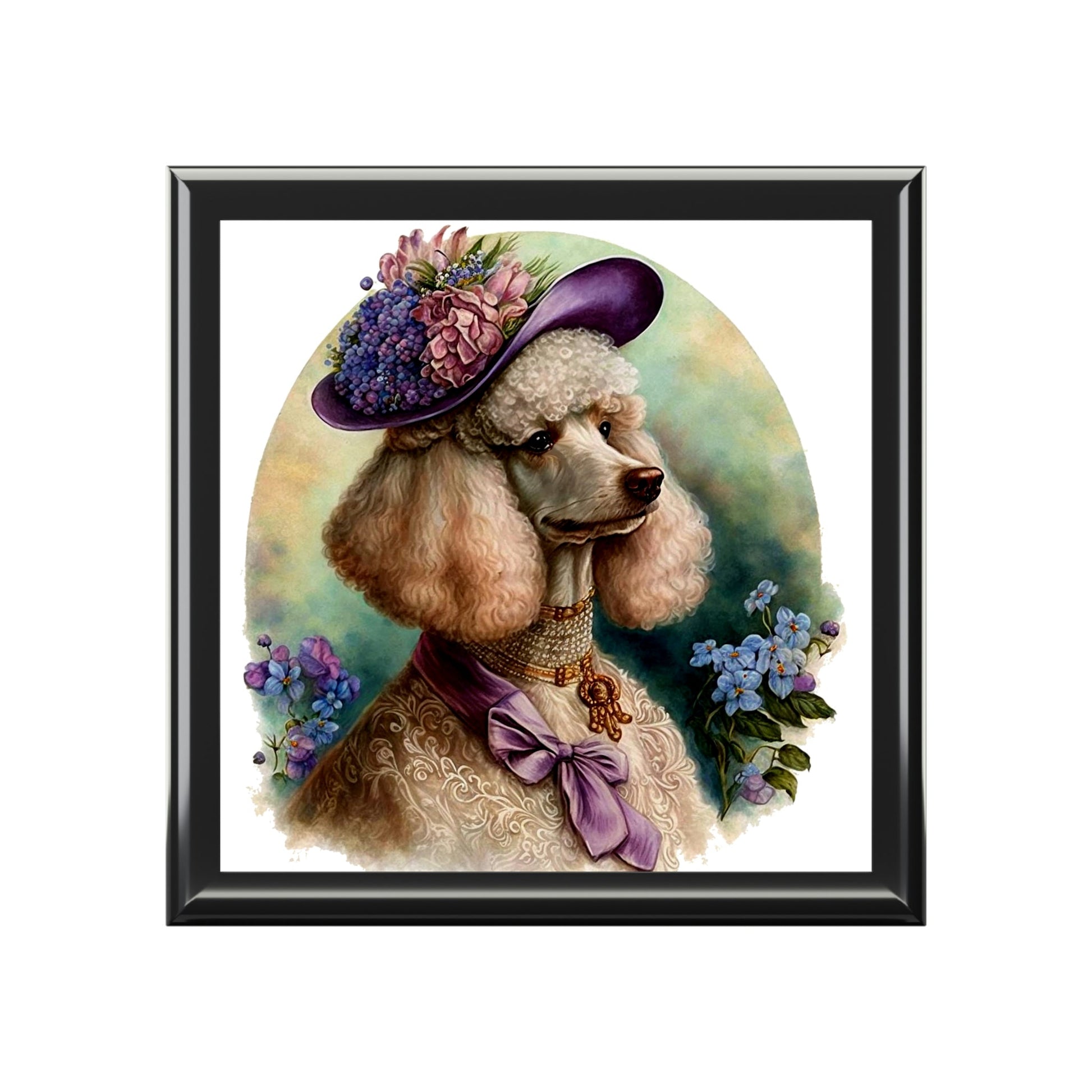 Victorian Watercolor Poodle Portrait Vintage Jewelry Keepsake Box II - a perfect gift for the poodle lover, including poodle moms and sisters