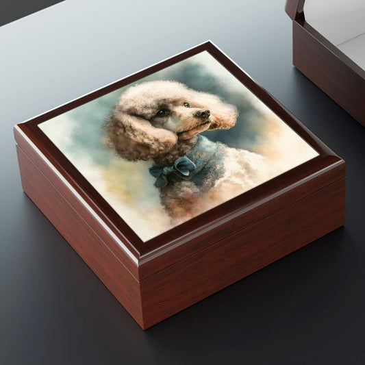 Victorian Watercolor Poodle Portrait Vintage Jewelry Keepsake Box IV - a perfect gift for the poodle lover, including poodle moms and sisters