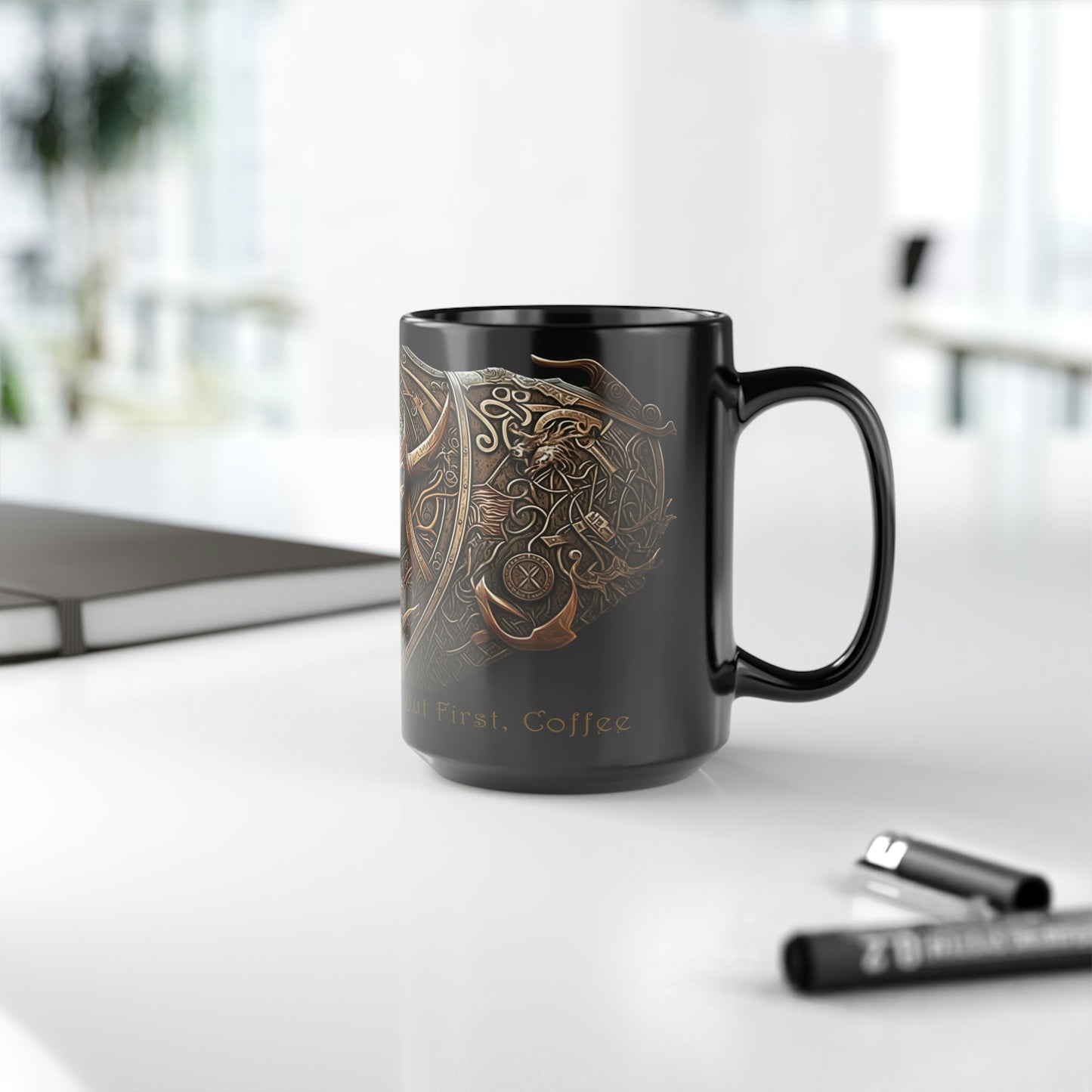 Viking Saying | "Til Valhalla We Go... But First, Coffee" | 15 oz Coffee Mug