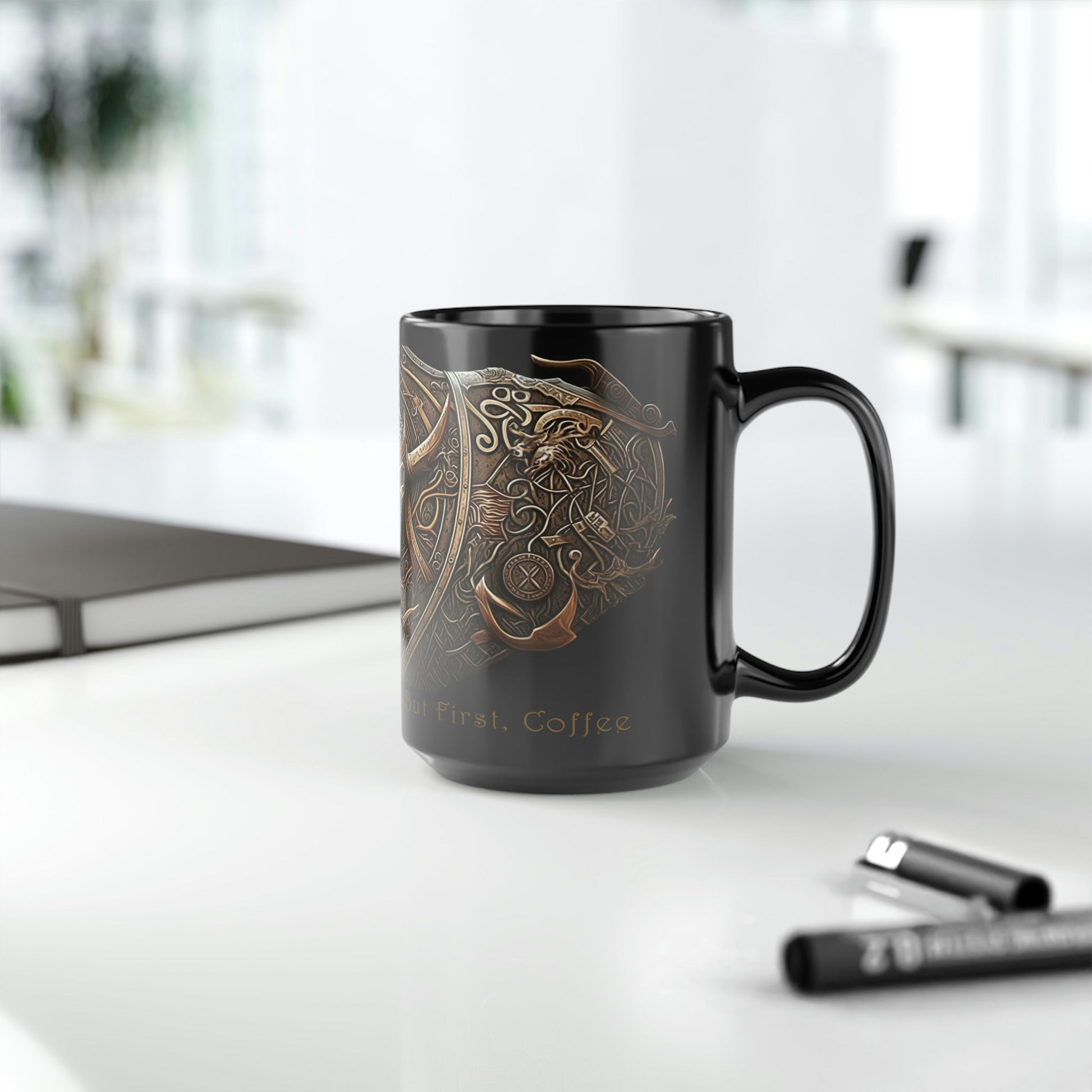 Viking Saying | "Til Valhalla We Go... But First, Coffee" | 15 oz Coffee Mug