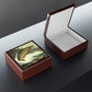 Vintage Antique Trout Wood Keepsake Jewelry Box with Ceramic Tile Cover