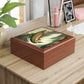 Vintage Antique Trout Wood Keepsake Jewelry Box with Ceramic Tile Cover